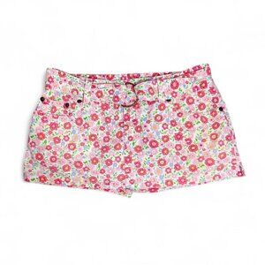 Vintage Abercrombie & Fitch Y2K Micro Mini Skirt White Floral Denim S With Belt‎